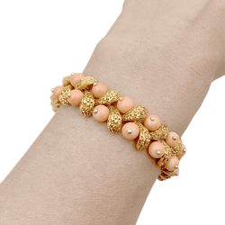 Bracelet Souple VAN CLEEF & ARPELS "Gui" en or jaune et corail - Castafiore