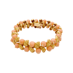 Bracelet Souple VAN CLEEF & ARPELS "Gui" en or jaune et corail - Castafiore