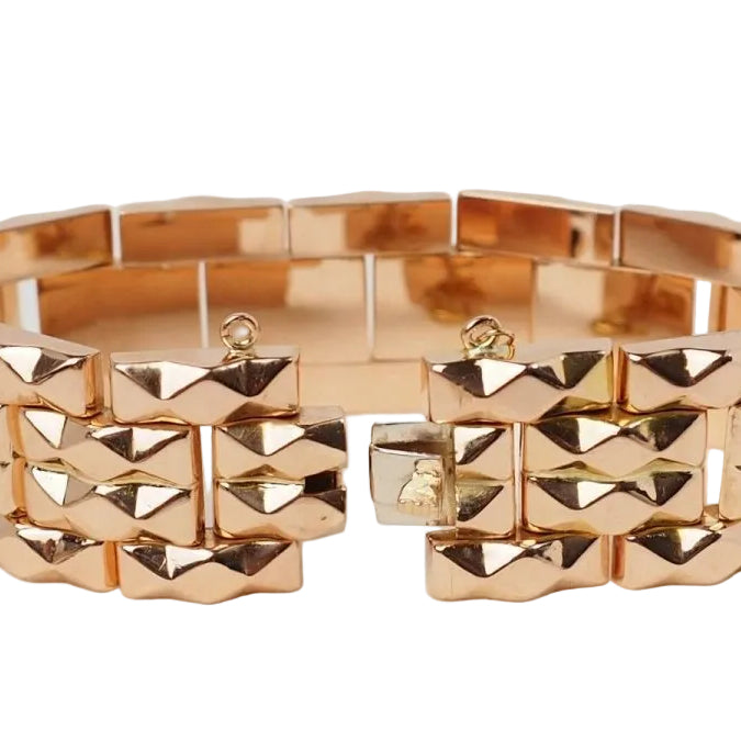 Bracelet tank années 1940 vintage en or rose - Castafiore