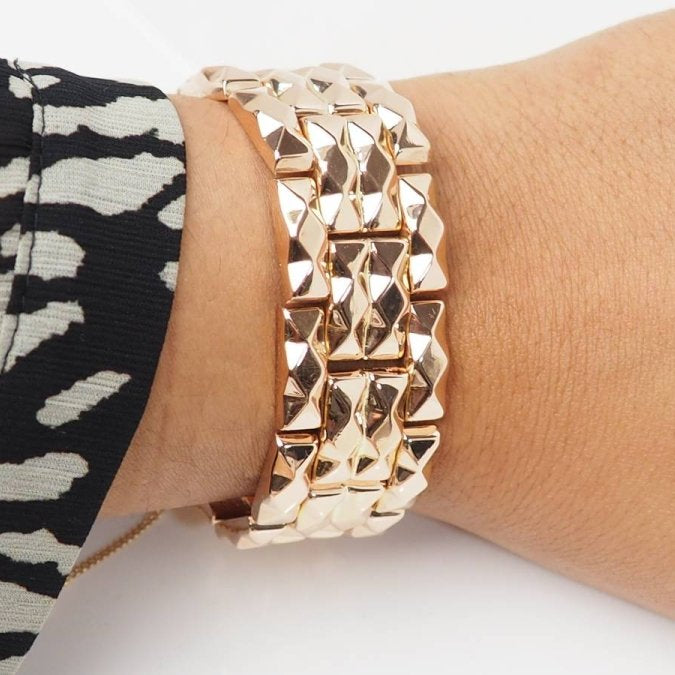 Bracelet tank années 1940 vintage en or rose - Castafiore