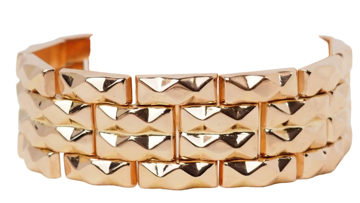 Bracelet tank années 1940 vintage en or rose - Castafiore