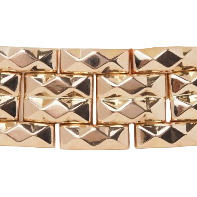 Bracelet tank années 1940 vintage en or rose - Castafiore