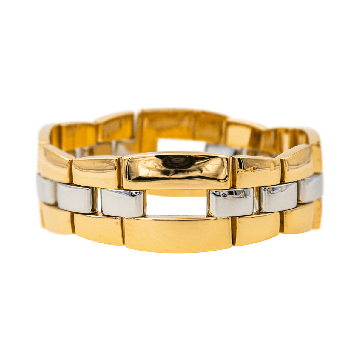 Bracelet Tank BOUCHERON en or jaune, or blanc et or rose - Castafiore