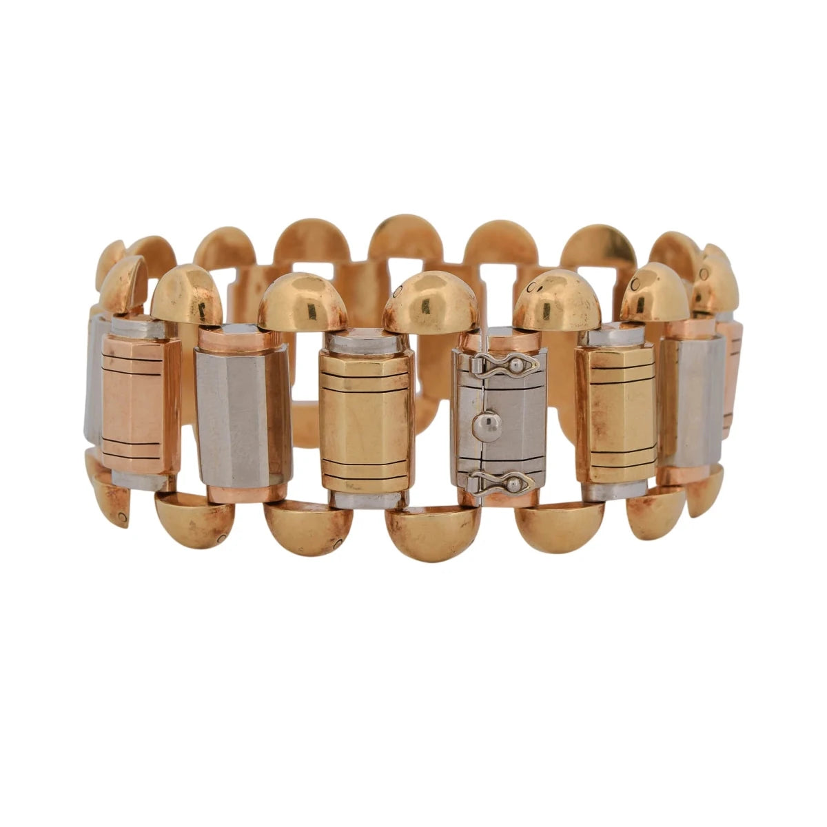 Bracelet Tank en or blanc, or jaune et or rose - Castafiore