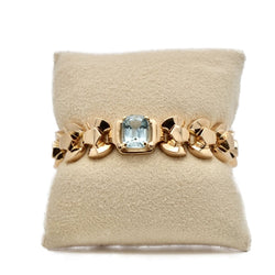 Bracelet tank en or jaune et aigue-marine - Castafiore