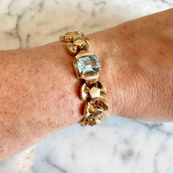 Bracelet Tank en or jaune et aigue - marine - Castafiore