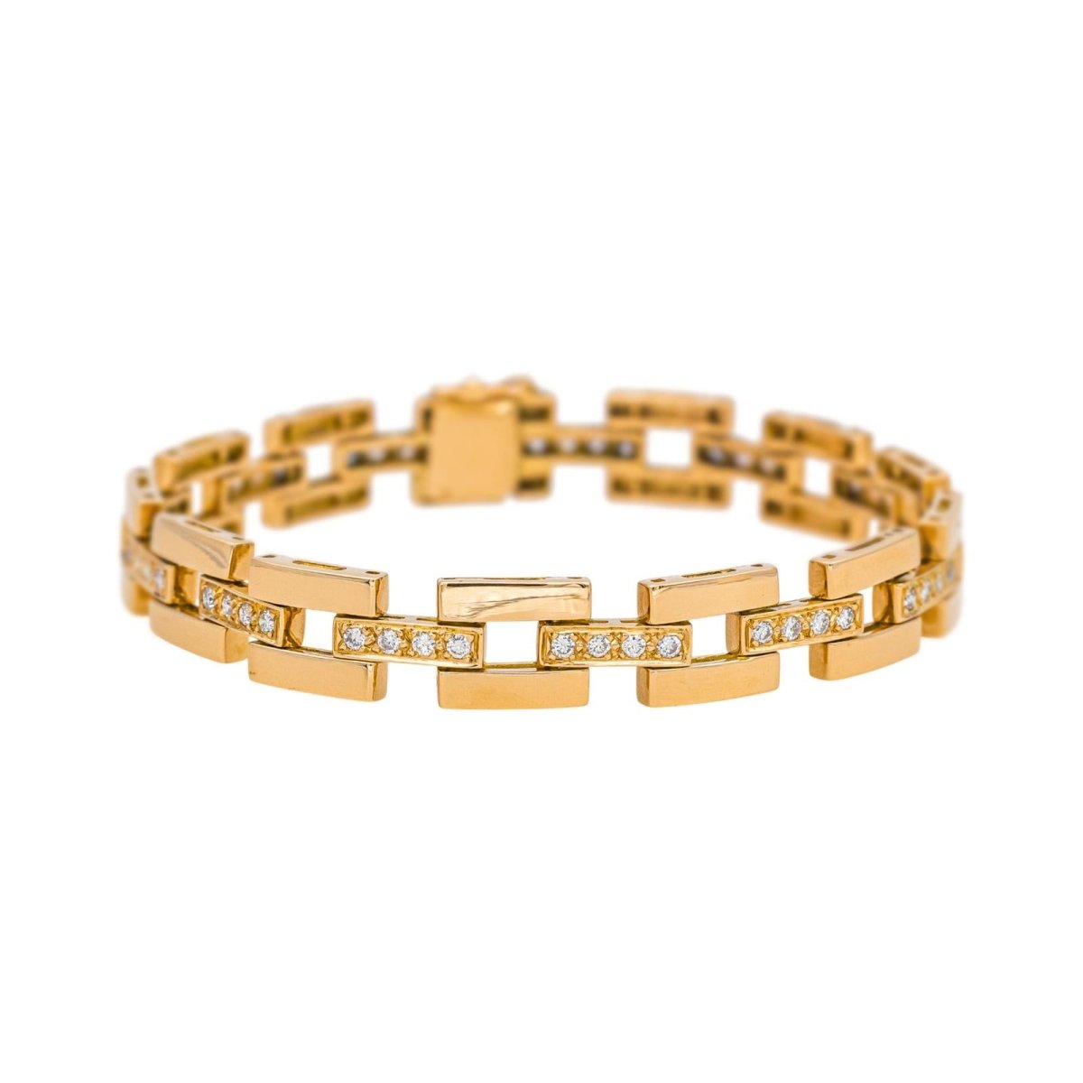 Bracelet Tank en or jaune et diamants - Castafiore