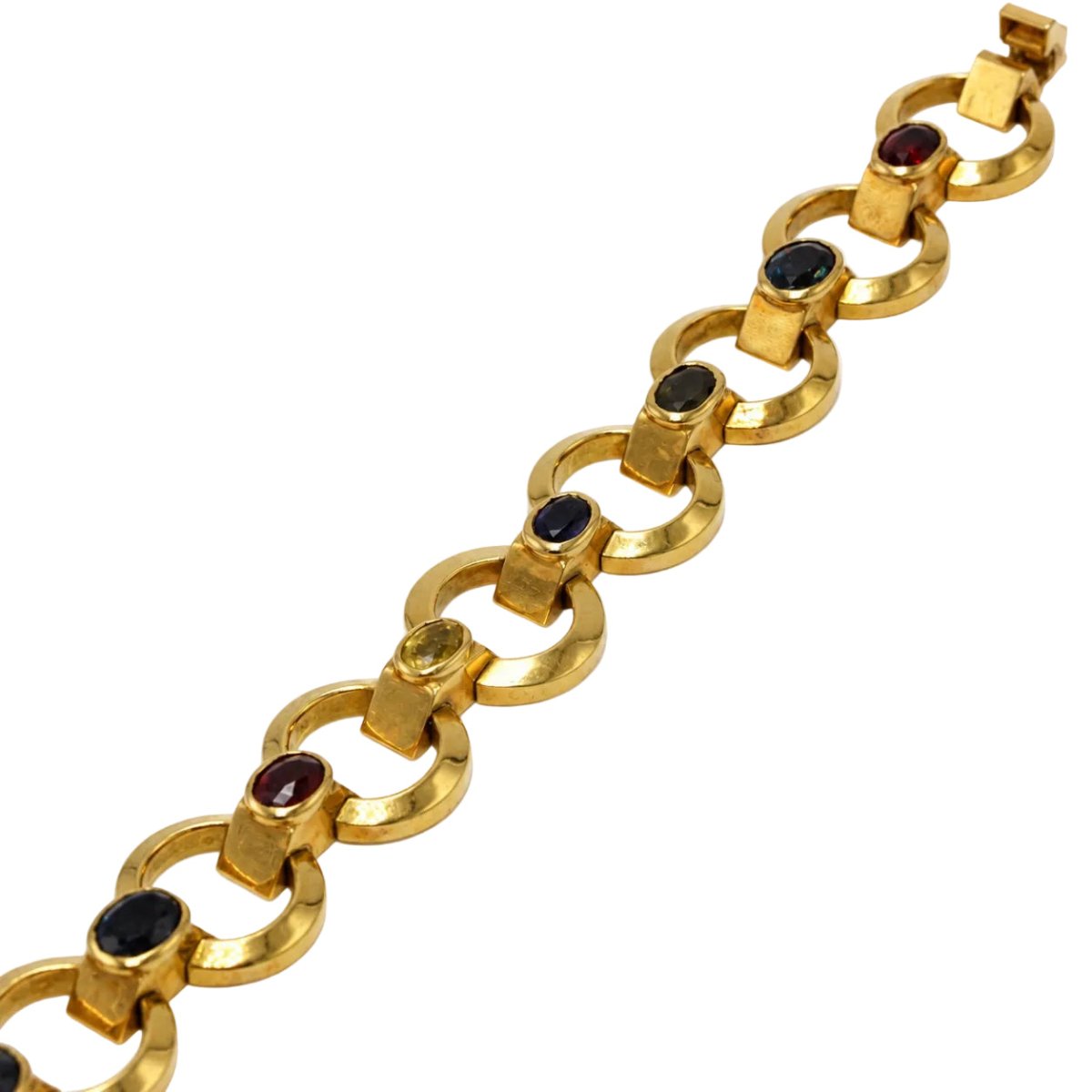 Bracelet Tank en or jaune, grenats, spinelles, zircons et iolite - Castafiore