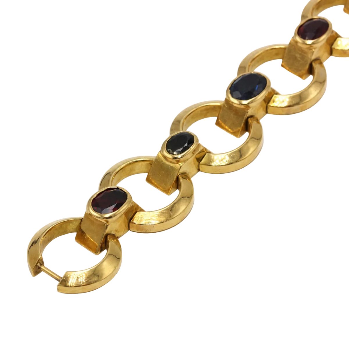 Bracelet Tank en or jaune, grenats, spinelles, zircons et iolite - Castafiore