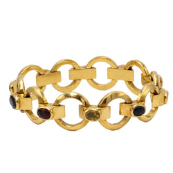 Bracelet Tank en or jaune, grenats, spinelles, zircons et iolite - Castafiore