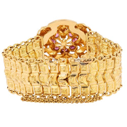 Bracelet Tank en or jaune, perle et grenats - Castafiore