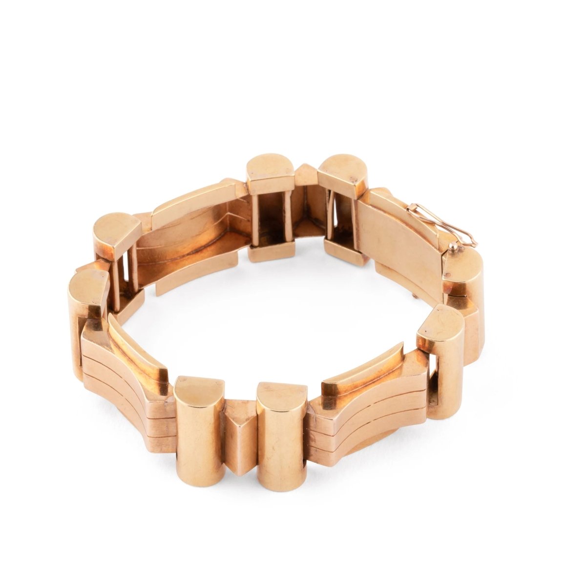 Bracelet Tank en or rose et jaune des années 1945 - 1955 - Castafiore