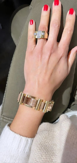Bracelet Tank en or rose et jaune des années 1945 - 1955 - Castafiore
