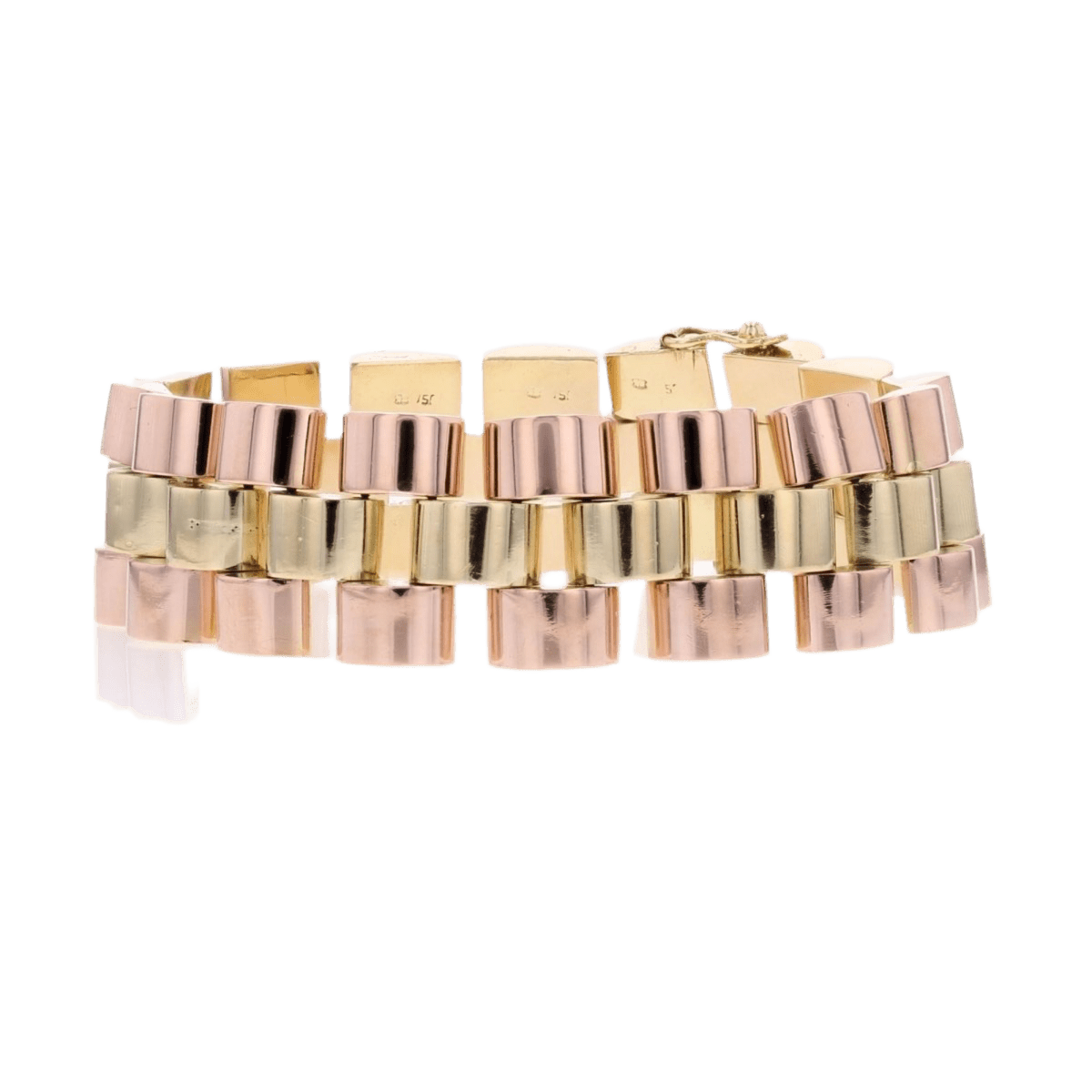 Bracelet Tank en or rose et or jaune - Castafiore