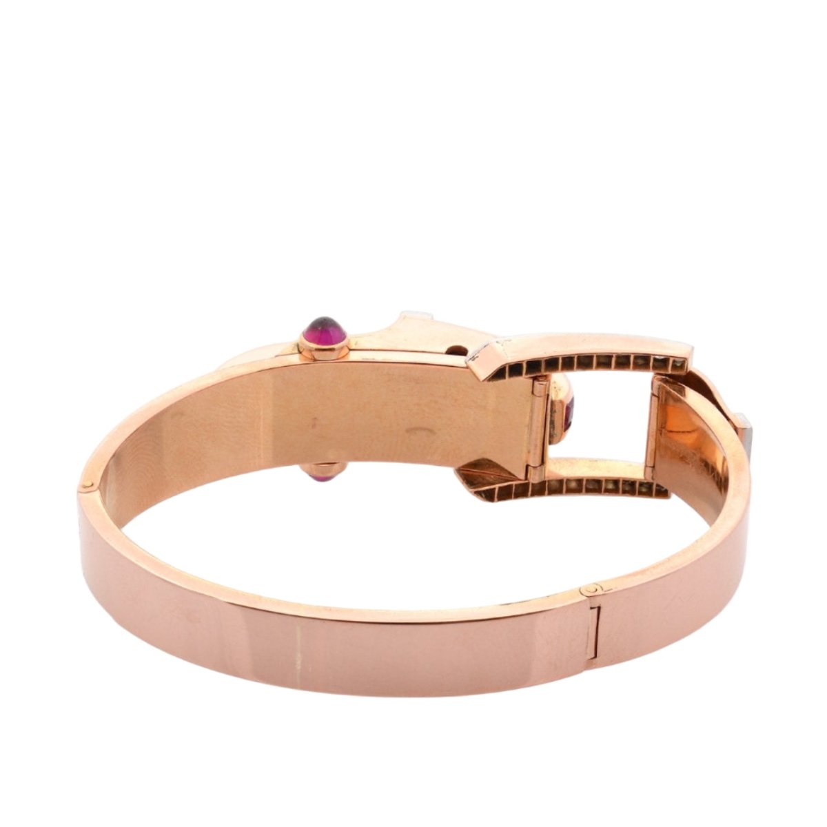 Bracelet Tank en or rose, rubis et diamants - Castafiore
