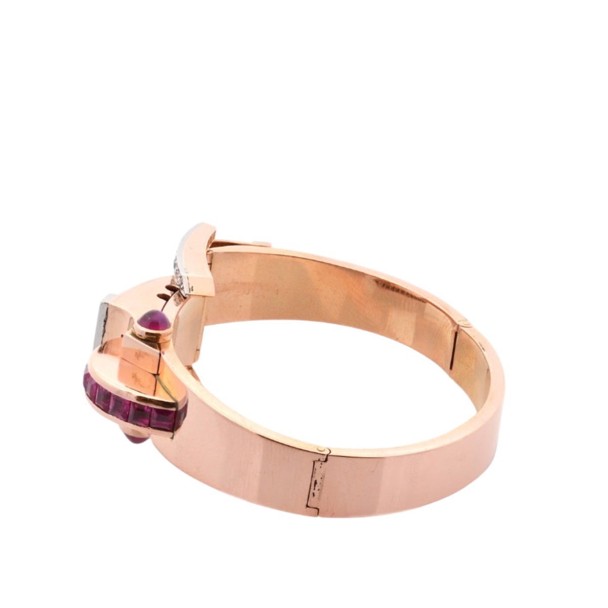 Bracelet Tank en or rose, rubis et diamants - Castafiore