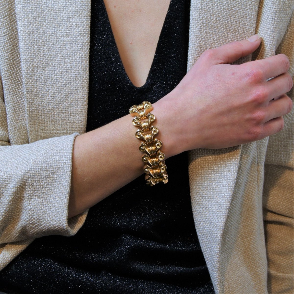 Bracelet TANK Reversible en or jaune - Castafiore