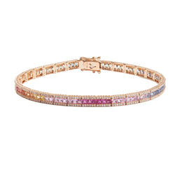 Bracelet Tennis en or rose, saphirs et diamants - Castafiore