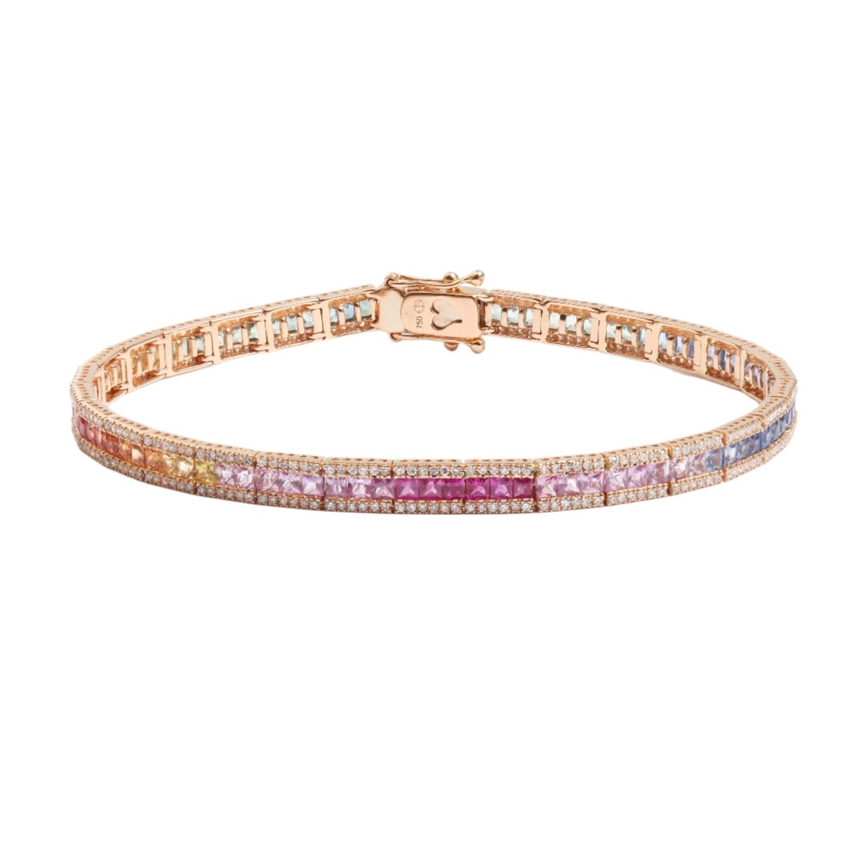 Bracelet Tennis en or rose, saphirs et diamants - Castafiore