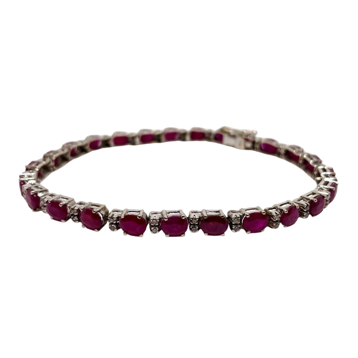 Bracelet tennis or blanc rubis et diamants - Castafiore