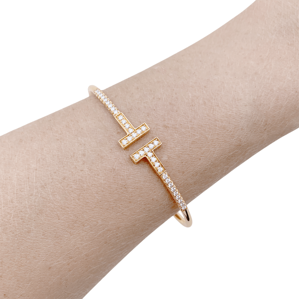 Bracelet TIFFANY Wire Tiffany t en or rose et diamants - Castafiore