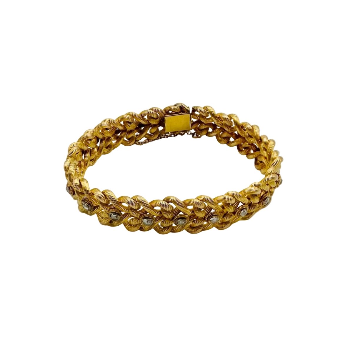 Bracelet Tressé en or jaune et diamants - Castafiore
