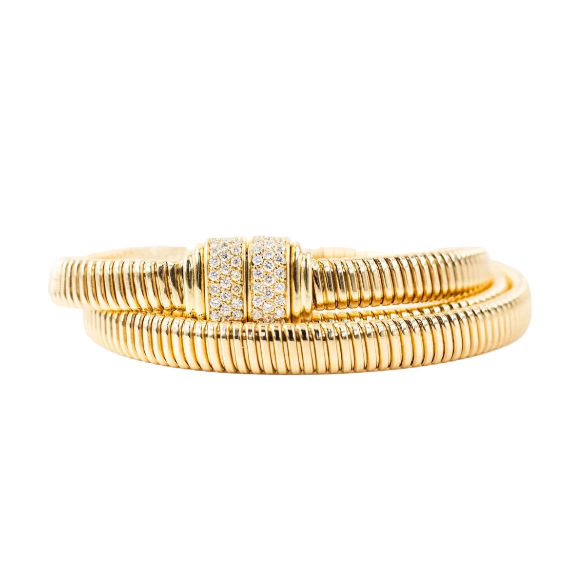 Bracelet Tubogas en or jaune et diamants - Castafiore