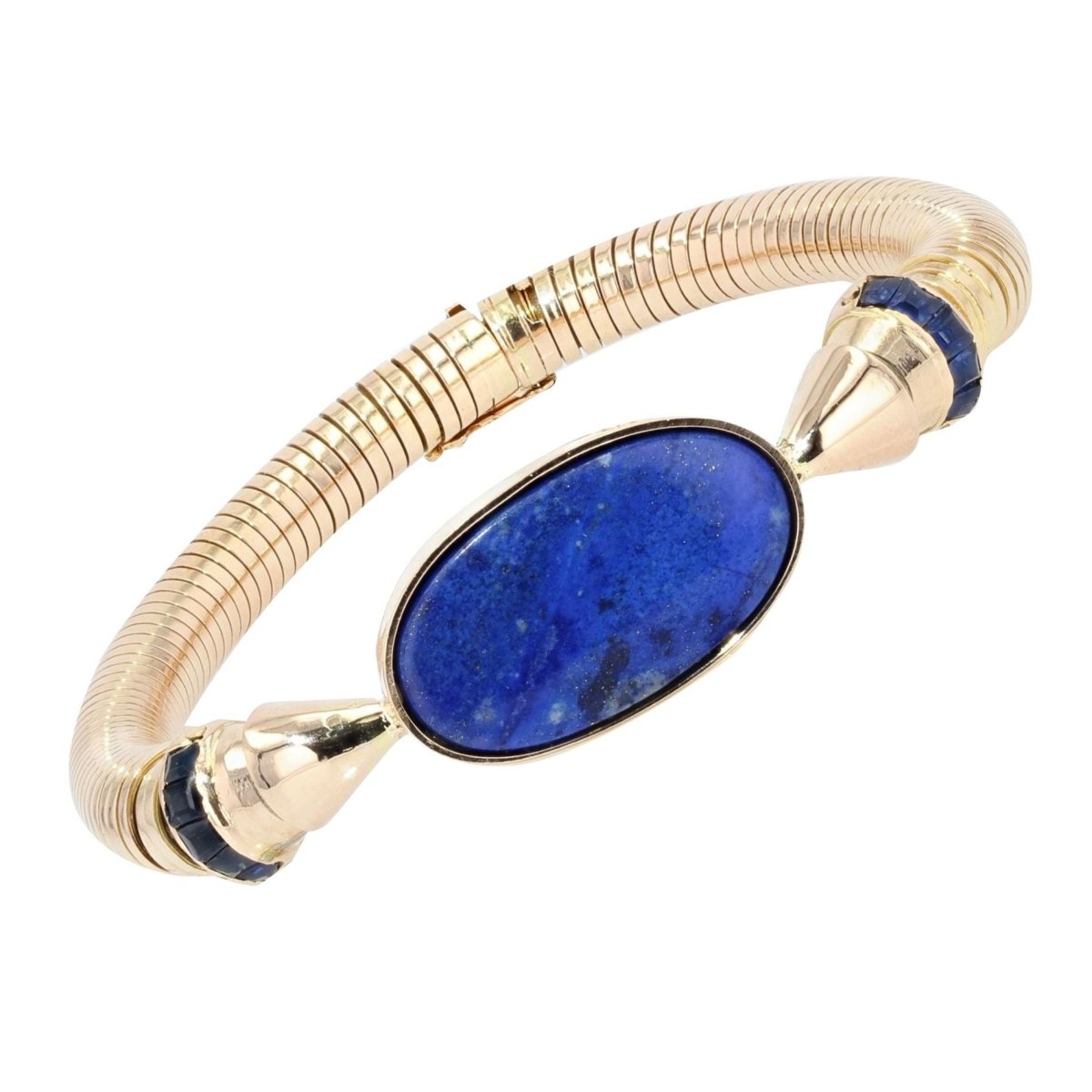 Bracelet tubogaz lapis lazuli et saphirs - Castafiore