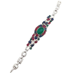 Bracelet Tutti Frutti en or blanc, or jaune, émeraude, rubis, saphirs et diamants - Castafiore