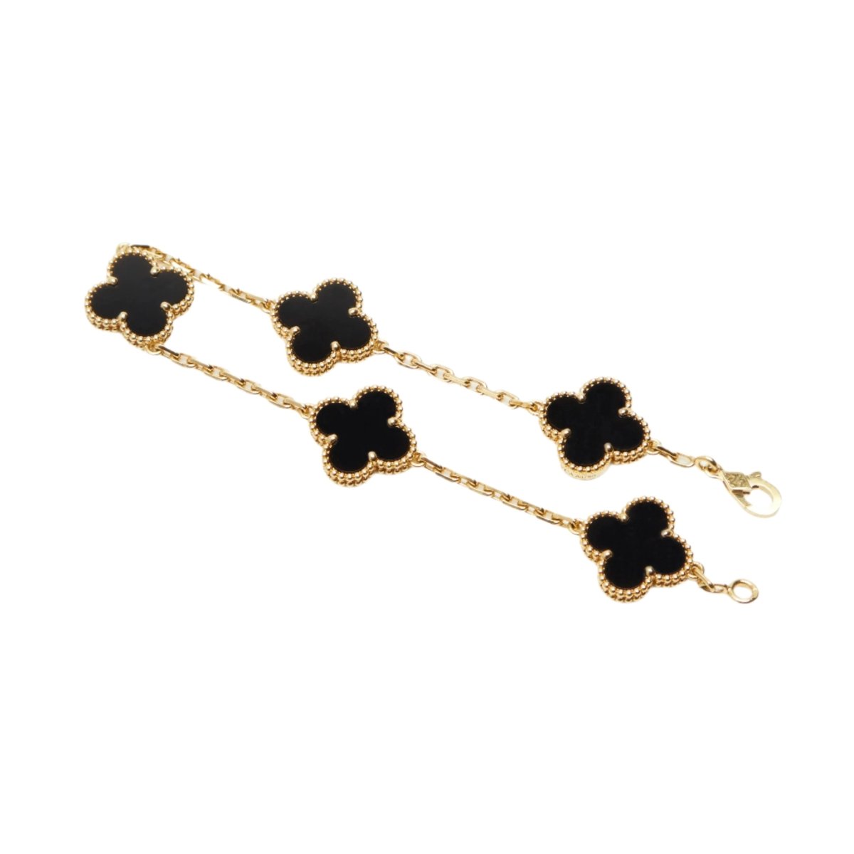 Bracelet VAN CLEEF & ARPELS "Alhambra" en or jaune et onyx - Castafiore