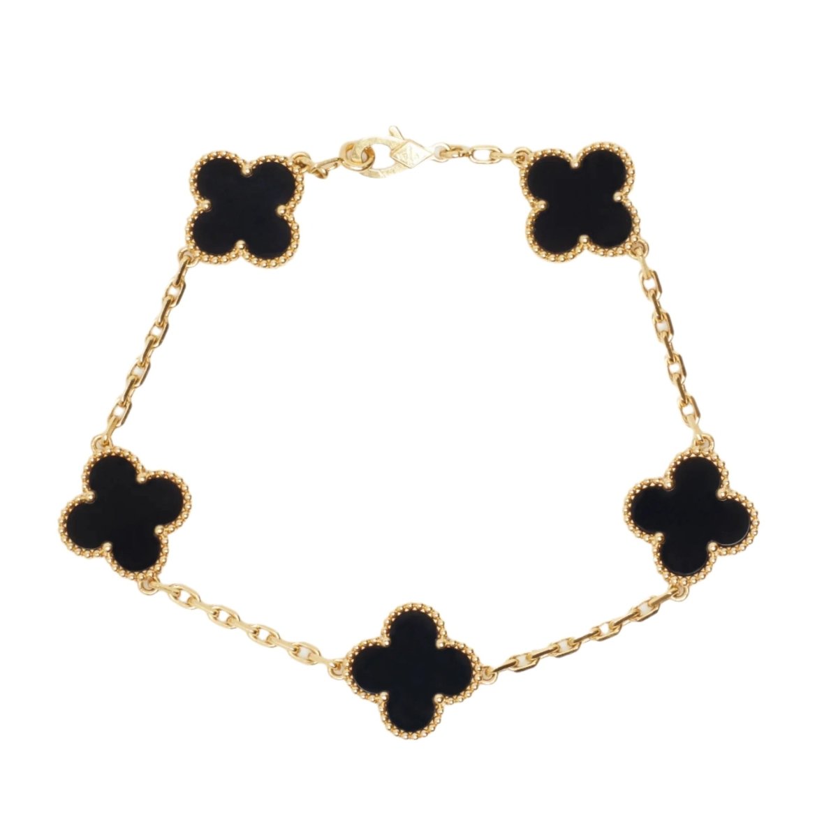 Bracelet VAN CLEEF & ARPELS "Alhambra" en or jaune et onyx - Castafiore