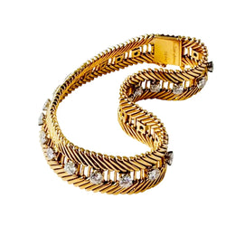Bracelet VAN CLEEF & ARPELS "Cheveux d'ange" en or jaune, platine et diamants - Castafiore