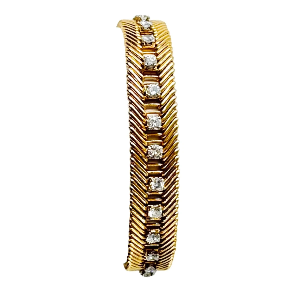 Bracelet VAN CLEEF & ARPELS "Cheveux d'ange" en or jaune, platine et diamants - Castafiore