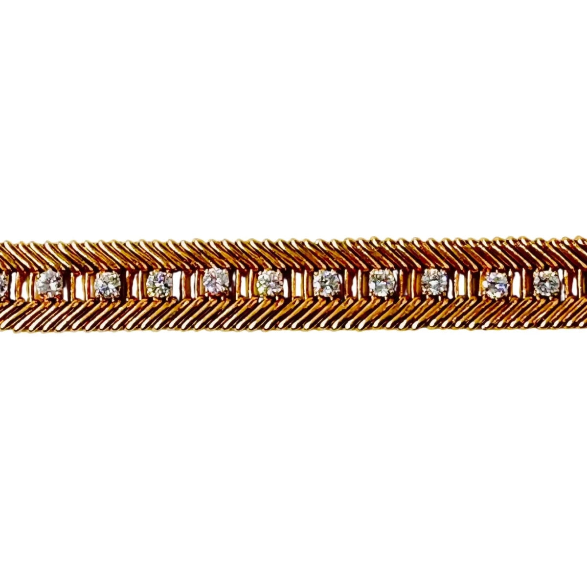 Bracelet VAN CLEEF & ARPELS "Cheveux d'ange" en or jaune, platine et diamants - Castafiore