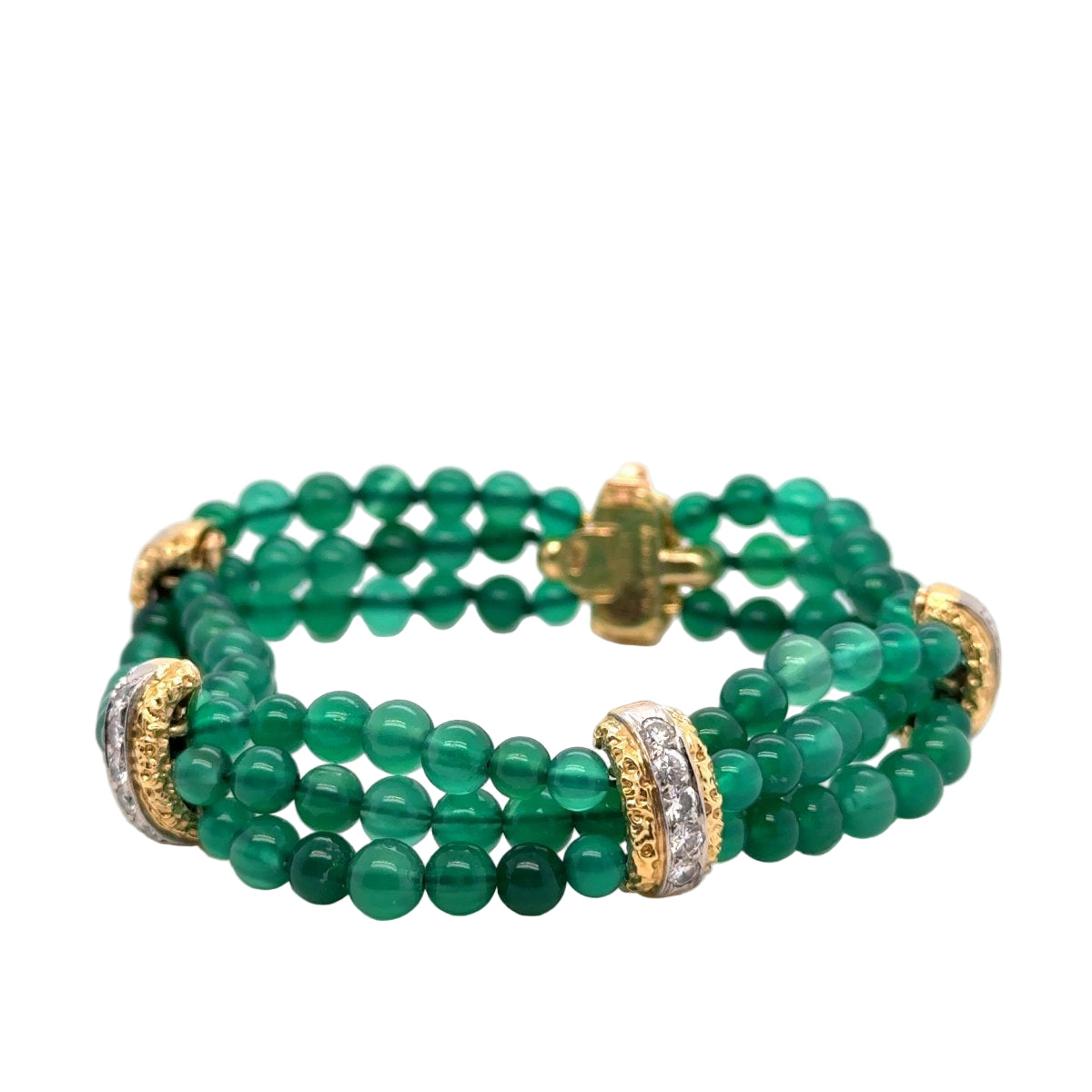 Bracelet VAN CLEEF & ARPELS Chrysoprase en or jaune et diamants - Castafiore