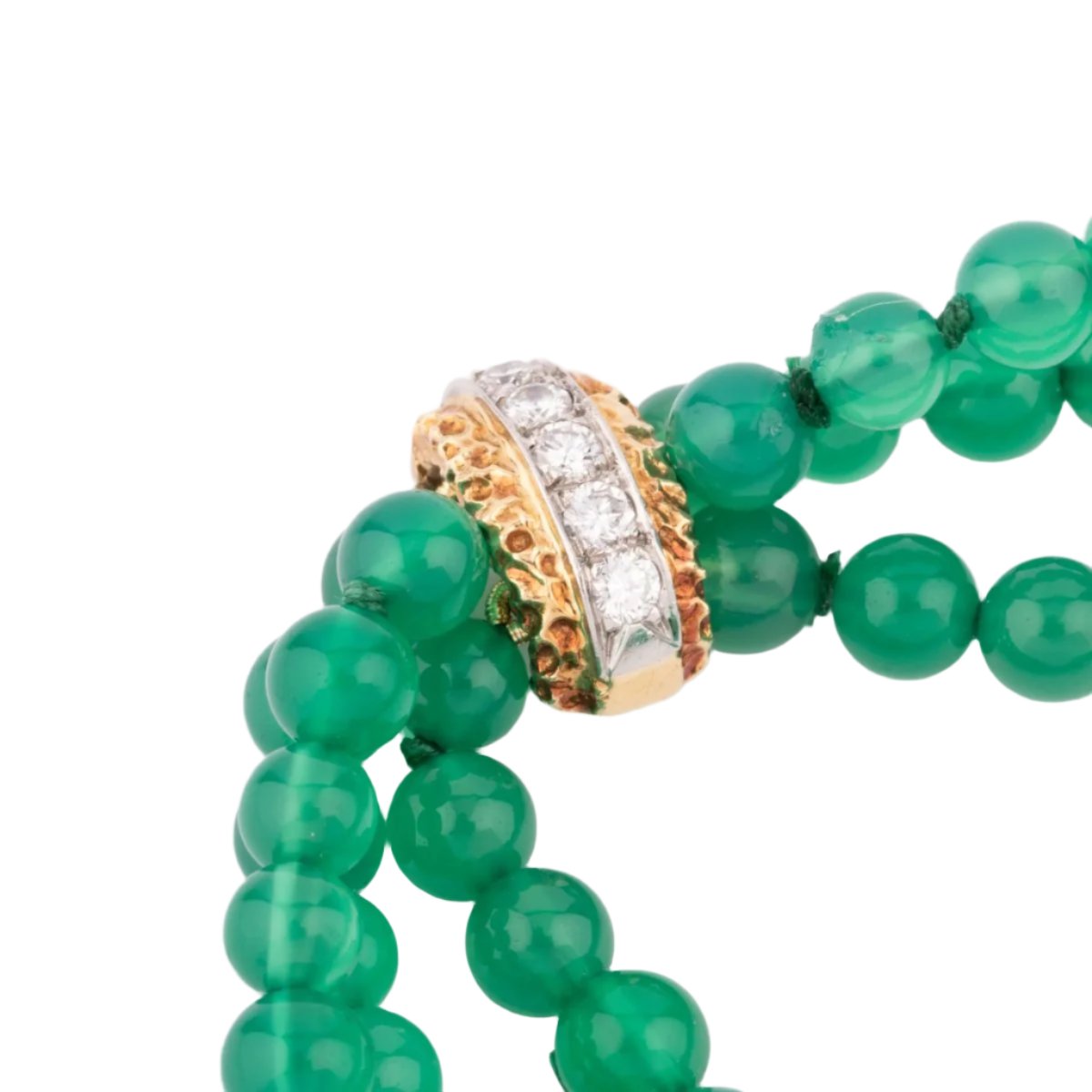 Bracelet VAN CLEEF & ARPELS en or jaune, chrysoprase et diamants - Castafiore