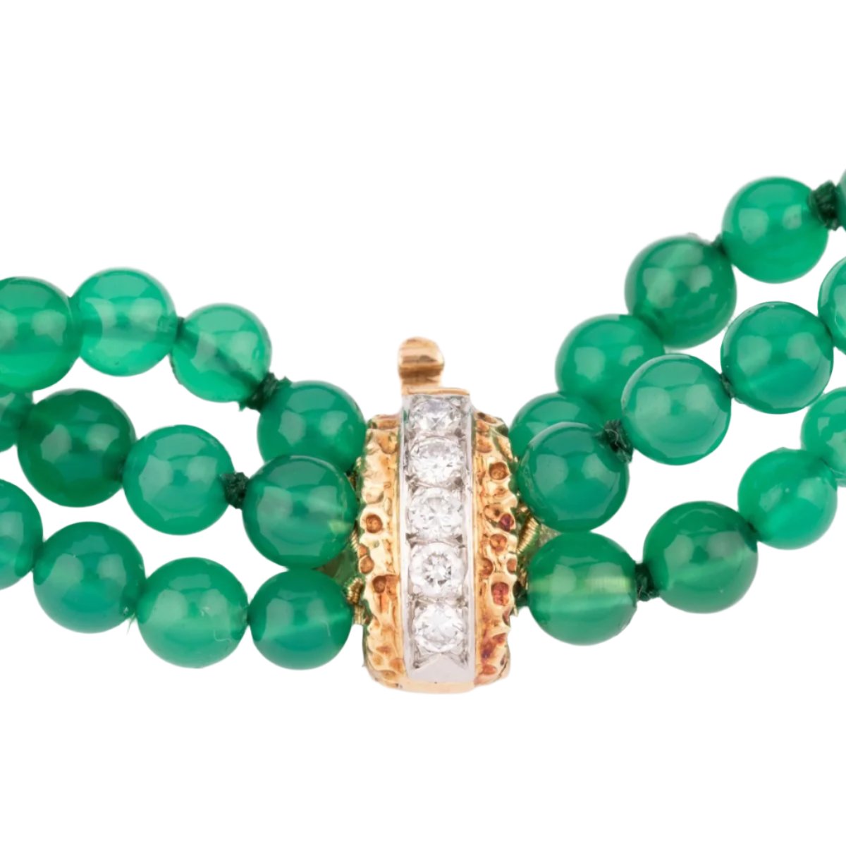 Bracelet VAN CLEEF & ARPELS en or jaune, chrysoprase et diamants - Castafiore