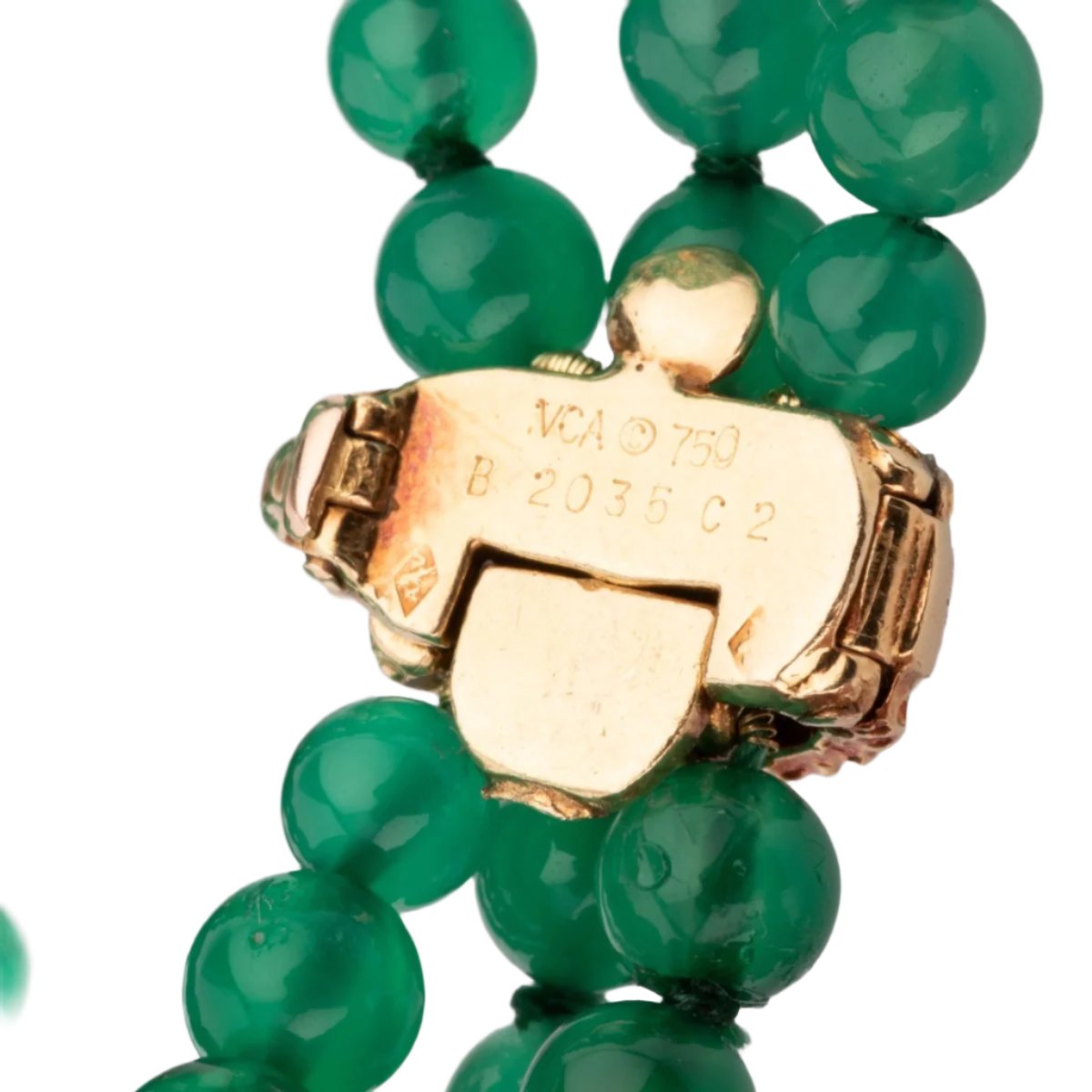 Bracelet VAN CLEEF & ARPELS en or jaune, chrysoprase et diamants - Castafiore