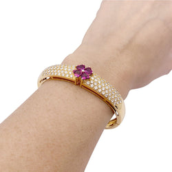 Bracelet VAN CLEEF & ARPELS en or jaune, saphir rose et diamant - Castafiore