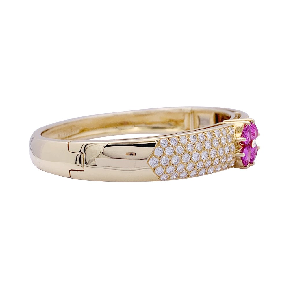 Bracelet VAN CLEEF & ARPELS en or jaune, saphir rose et diamant - Castafiore
