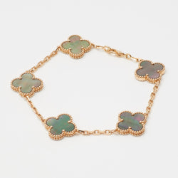 Bracelet Van Cleef & Arpels SPECIAL ORDER Vintage Alhambra 5 motifs nacre grise en or rose - Castafiore