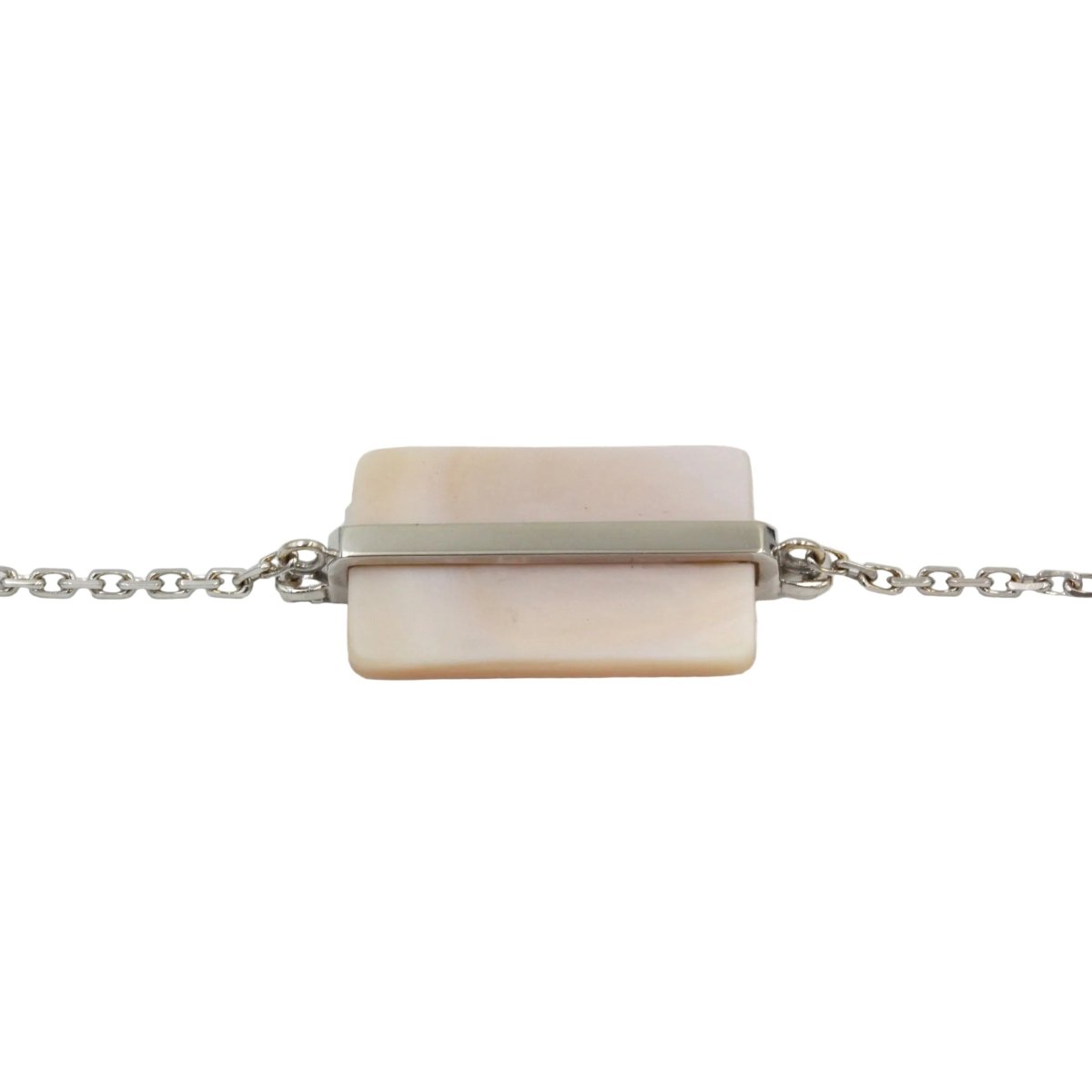 Bracelet VICTORIA CASAL "Étiquette" en or blanc, nacre et diamants - Castafiore