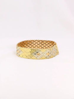 Bracelet vintage 3 ors maillons nid d'abeilles - Castafiore