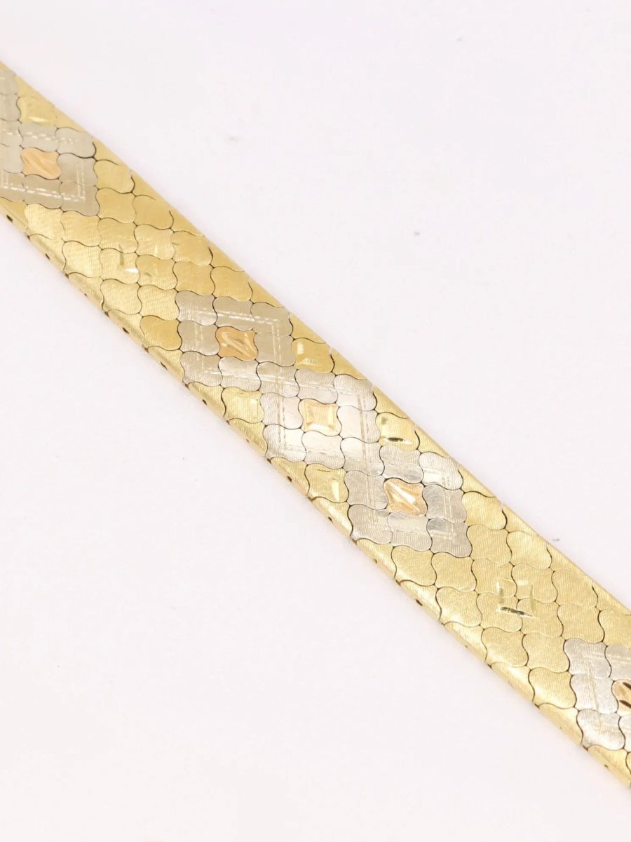 Bracelet vintage 3 ors maillons nid d'abeilles - Castafiore