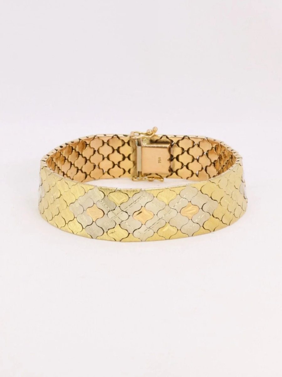 Bracelet vintage 3 ors maillons nid d'abeilles - Castafiore