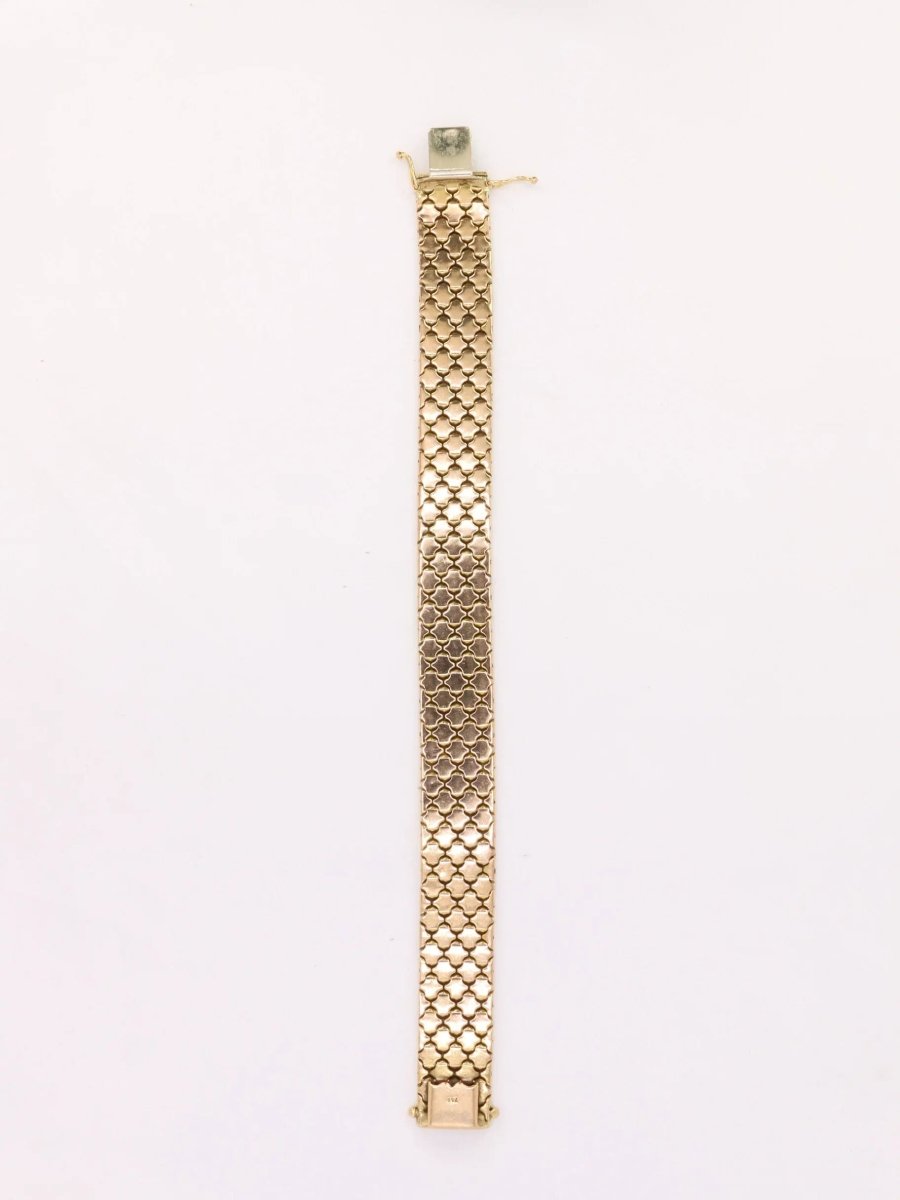 Bracelet vintage 3 ors maillons nid d'abeilles - Castafiore