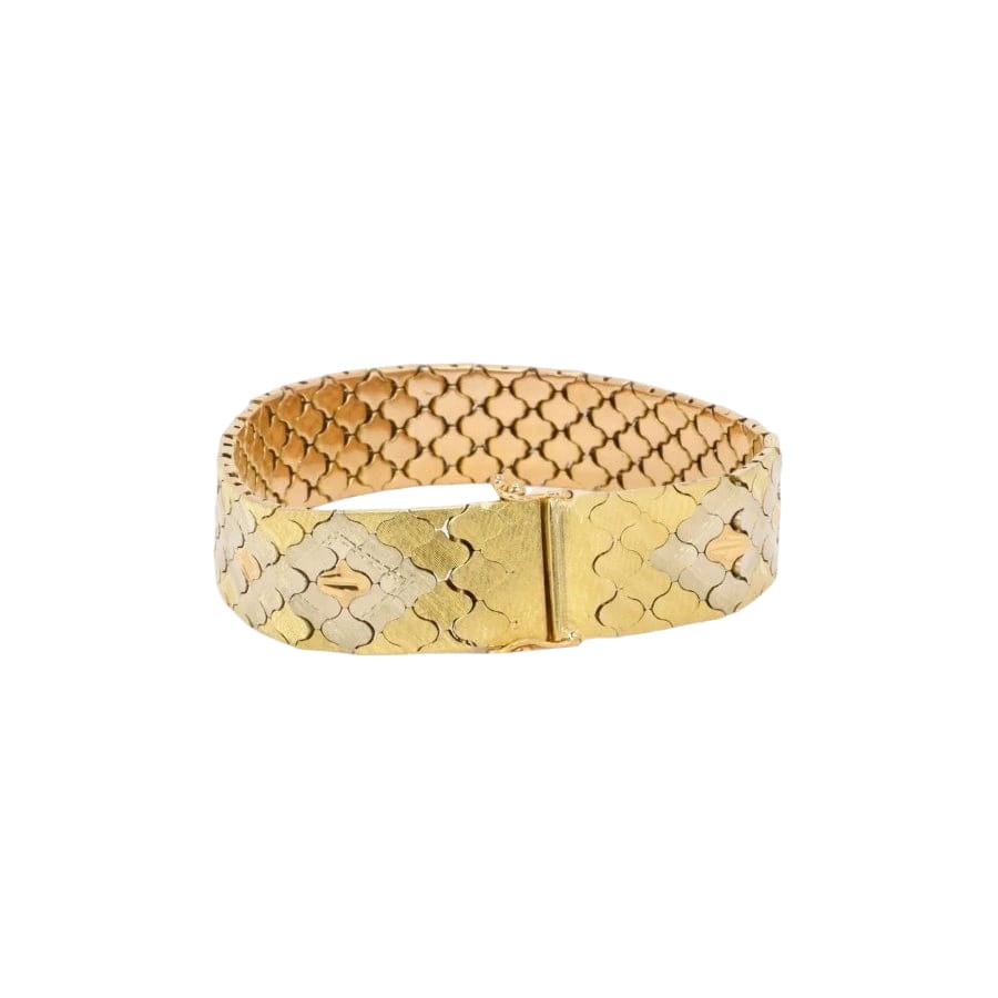 Bracelet vintage 3 ors maillons nid d'abeilles - Castafiore