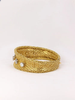 Bracelet vintage à maille tressée en or et diamants - Castafiore