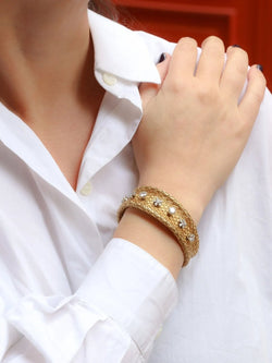 Bracelet vintage à maille tressée en or et diamants - Castafiore