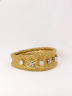 Bracelet vintage à maille tressée en or et diamants - Castafiore